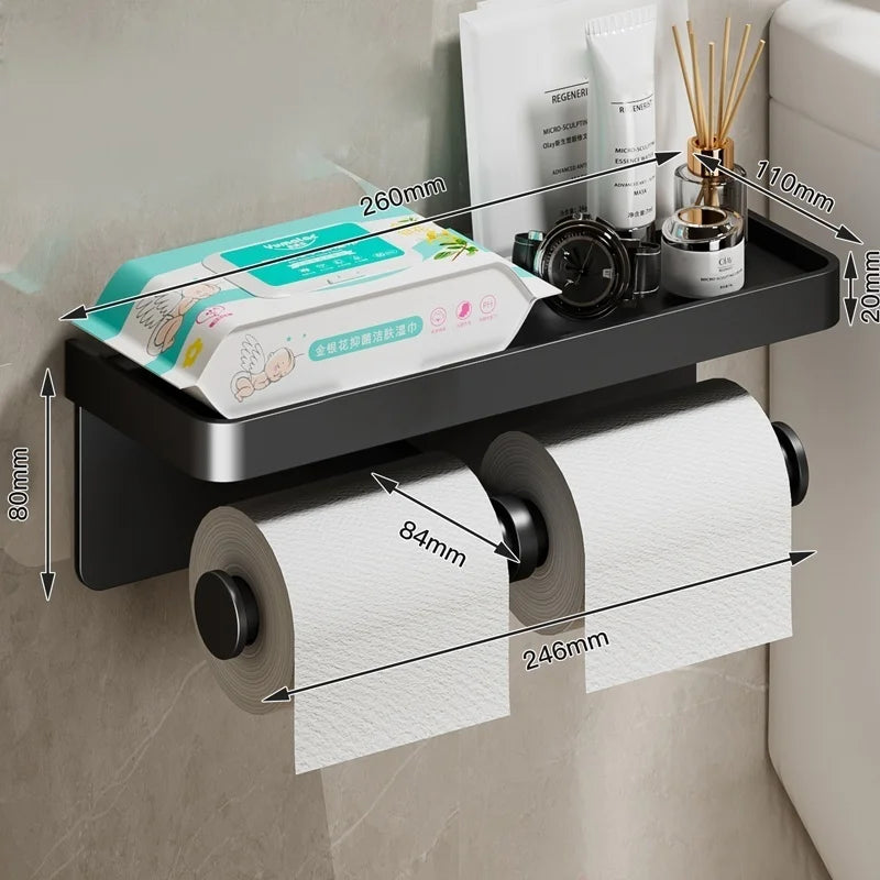 Drill-Free Wall-Mounted Toilet Paper Holder | Aluminum Alloy
