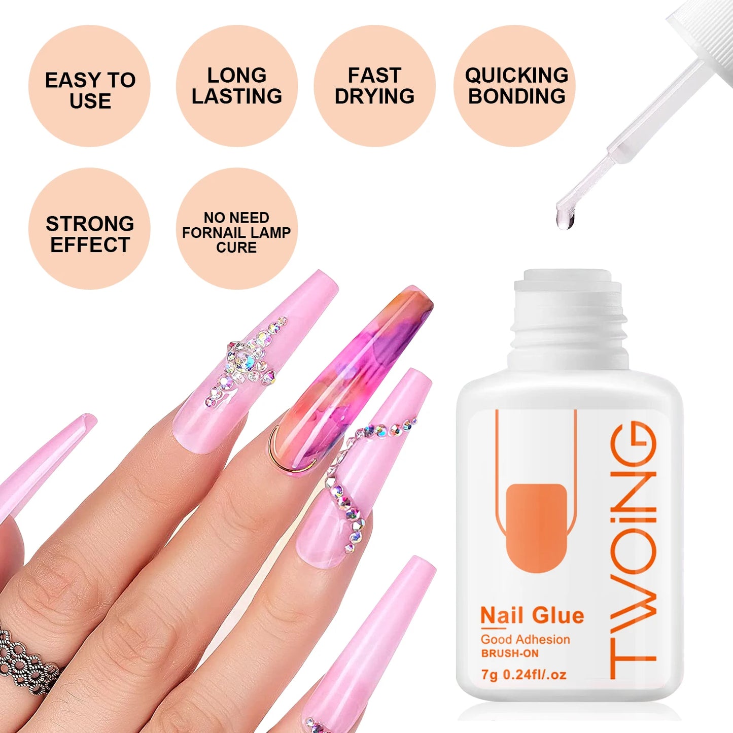 7g Super Strong Nail Glue For False Nail Tips, Acrylic Nails,Press On Nails,Fake Nails Art Decoration Lasting Adhesion Peaceful Pleasures Health and Wellness