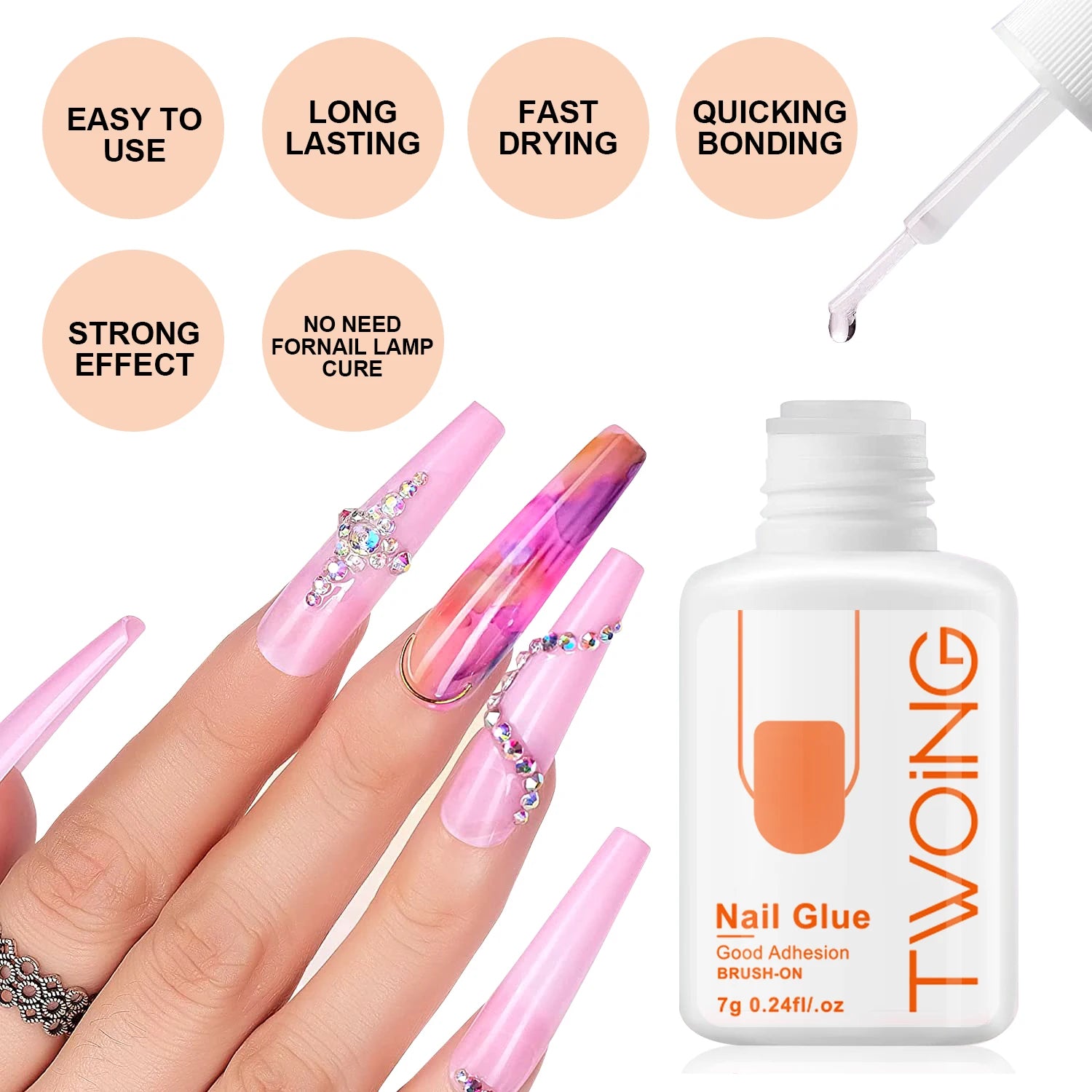 7g Super Strong Nail Glue For False Nail Tips, Acrylic Nails,Press On Nails,Fake Nails Art Decoration Lasting Adhesion Peaceful Pleasures Health and Wellness