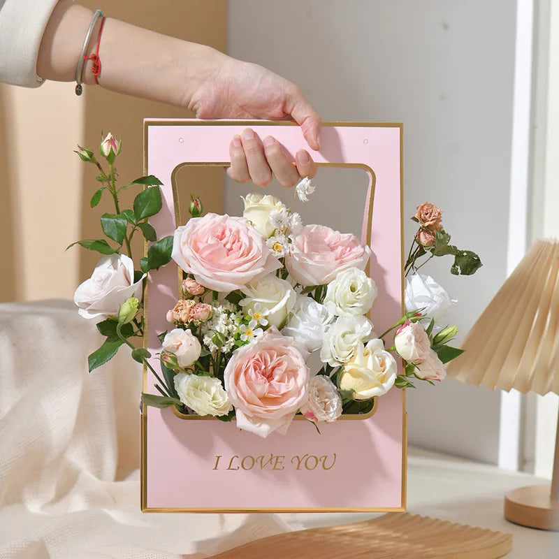 Kraft Paper Flower Bouquet Box Bag | Handheld Gift Packaging