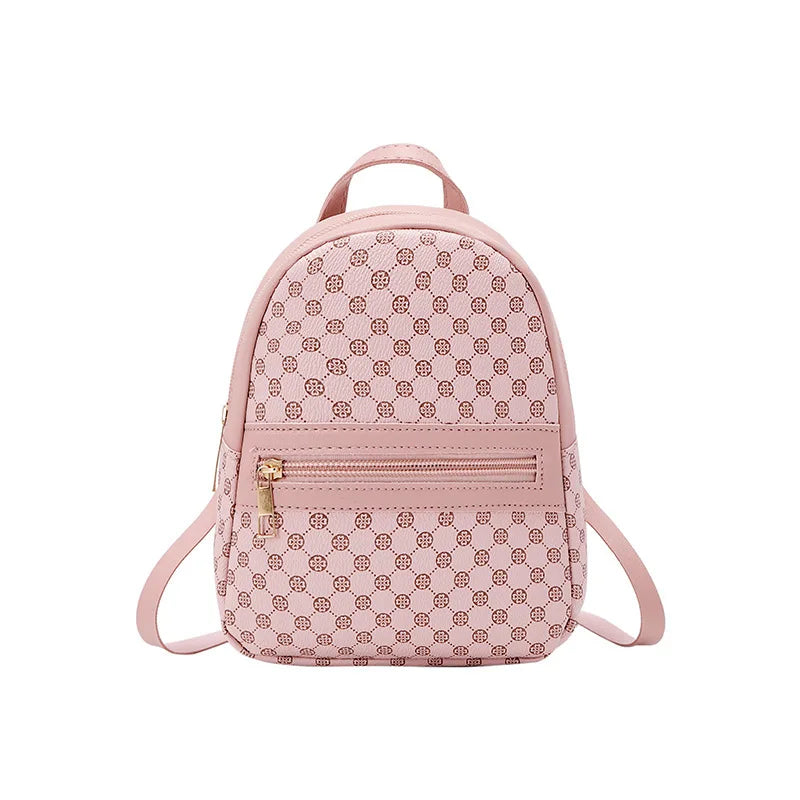 Solid Color Single Shoulder New Trendy Brand PU Women's Handbag Cute Crossbody and Backpack Casual Bag Fresh and Sweet Style Peaceful Pleasures Health and Wellness pink