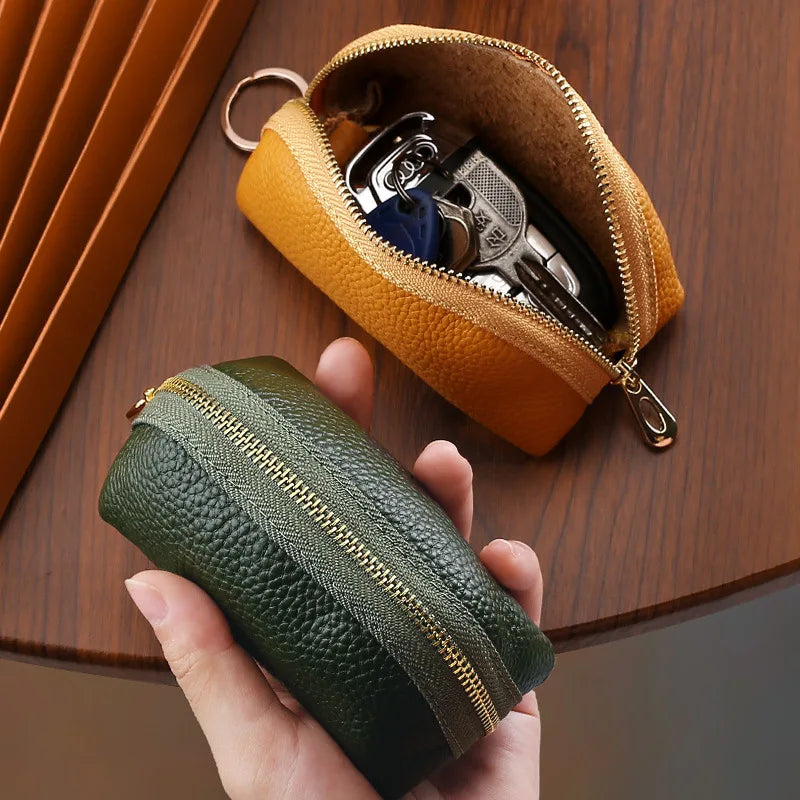 2026 Hot PU Leather Car Key Case Men Women Wallets Housekeeping Keys Covers Zipper Storage Pouch Card Bags Peaceful Pleasures Health and Wellness