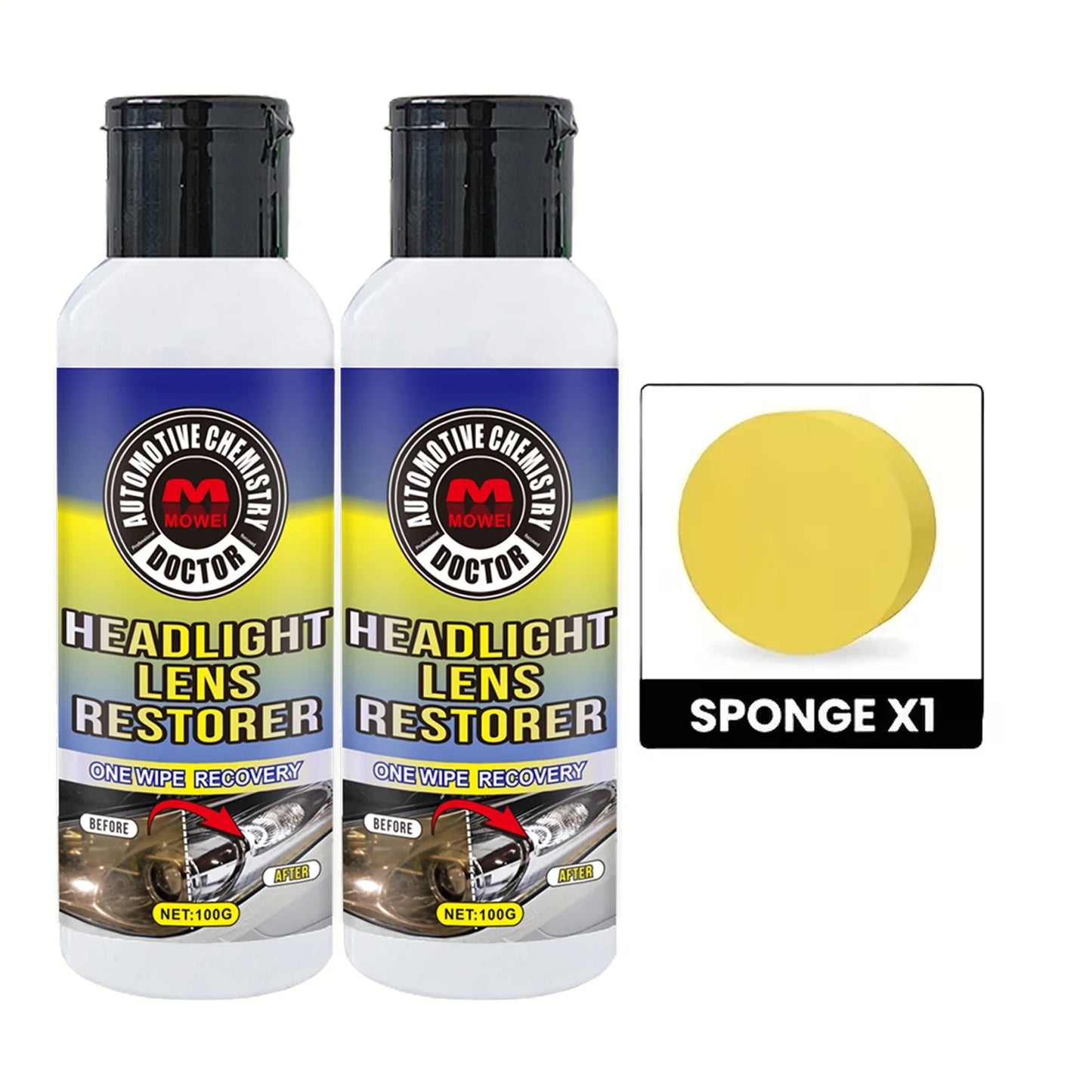Car Headlight Restoration Kit – Polish, Yellow & Scratch Remover
