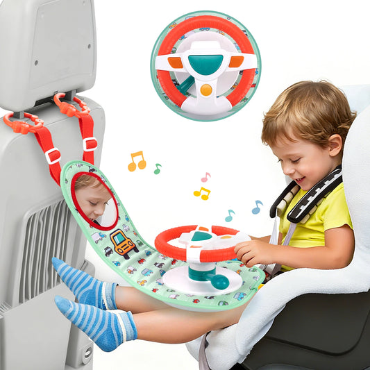 Baby Car Eletric Steering Wheel Toy Music Simulate Driving Seat Peaceful Pleasures Health and Wellness