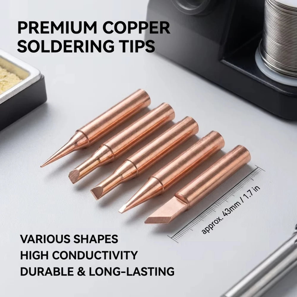 5Pcs 900M Pure Copper Soldering Iron Head Set Inside Hot Bare Copper Electric Soldering Iron Welding Tools for Electronic Repair Peaceful Pleasures Health and Wellness