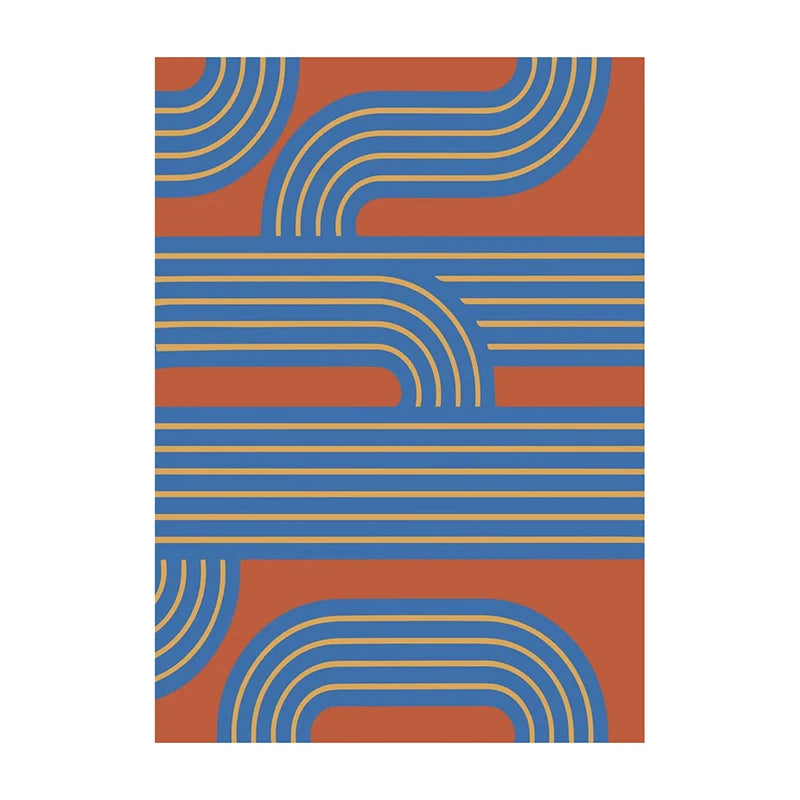 Retro Geometric Abstract Canvas Wall Art | Minimal Line Print