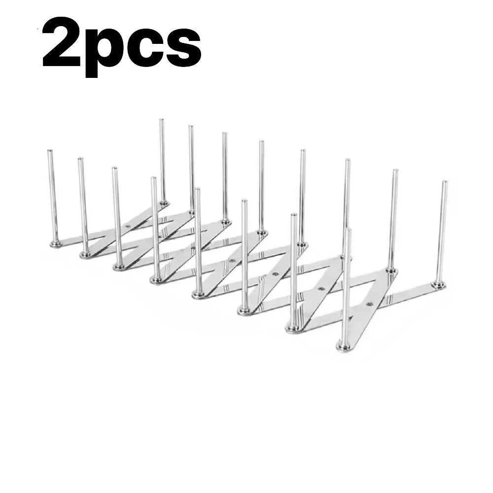 Stainless Steel Dish Rack - Adjustable Kitchen Drainer, Foldable Utensil Holder for Dishes, Cups, Pots & Lids | Space Saving Peaceful Pleasures Health and Wellness 2pcs 8 grids
