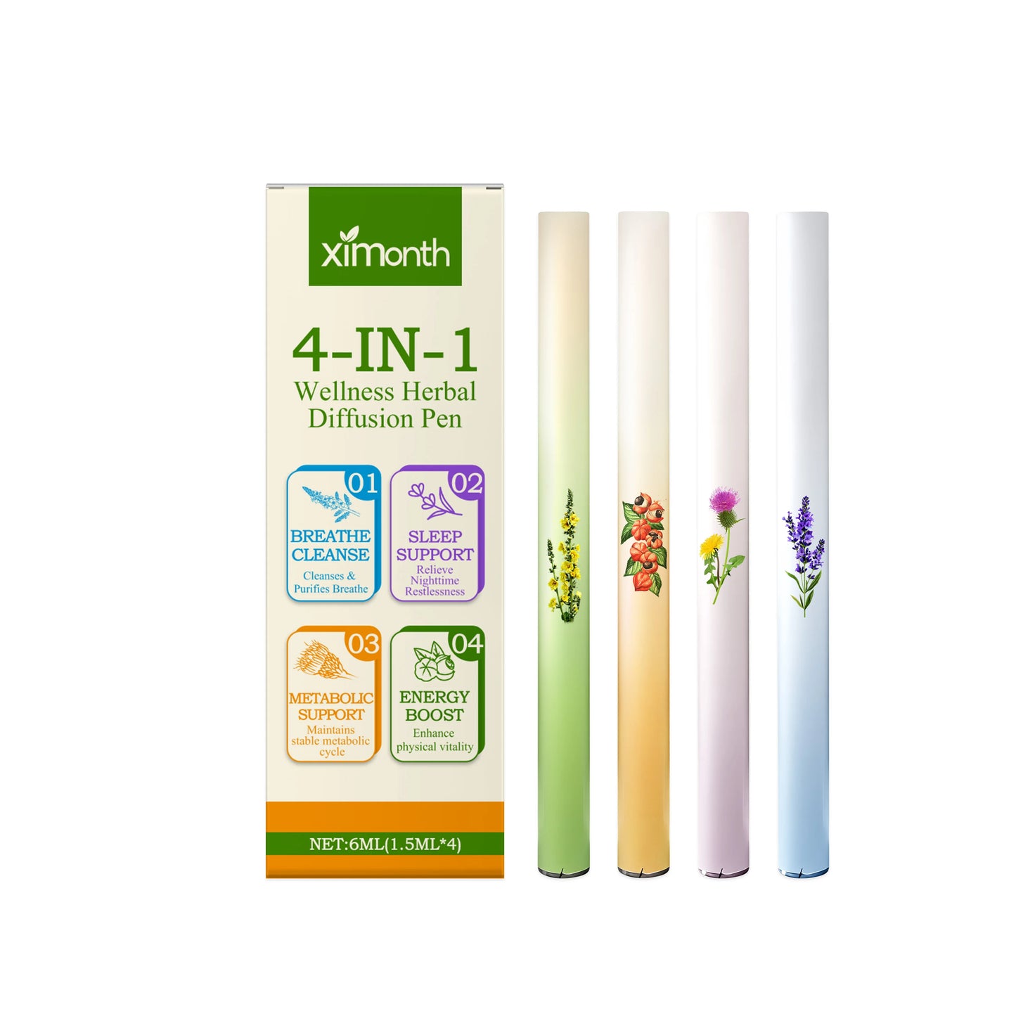 4-in-1 Aromatherapy Diffuser Pen | Breathing & Relaxation 4-Pack