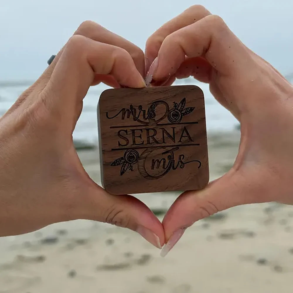 Personalized Engraved Wooden Wedding Ring Box | Proposal Gift Wooden Ring Box Peaceful Pleasures Health and Wellness