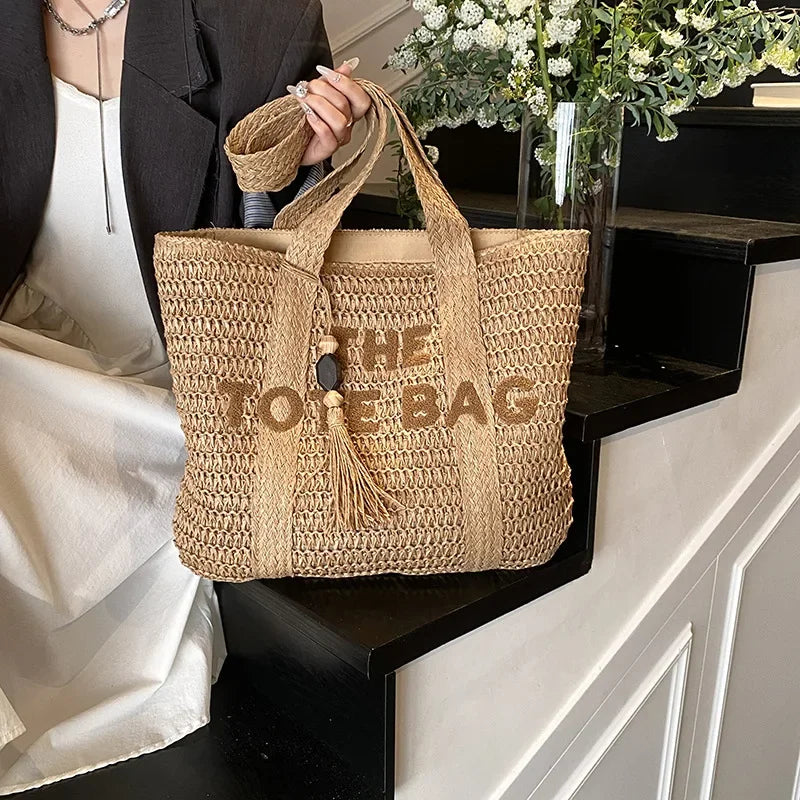 French Style Woven Straw Tote Bag – Large Capacity Beach Bag