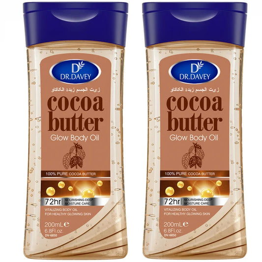 DR.DAVEY Cocoa Butter Glow Body Oil 2×200ml | Skin Moisturizer Body Glow Oil Oasis Select