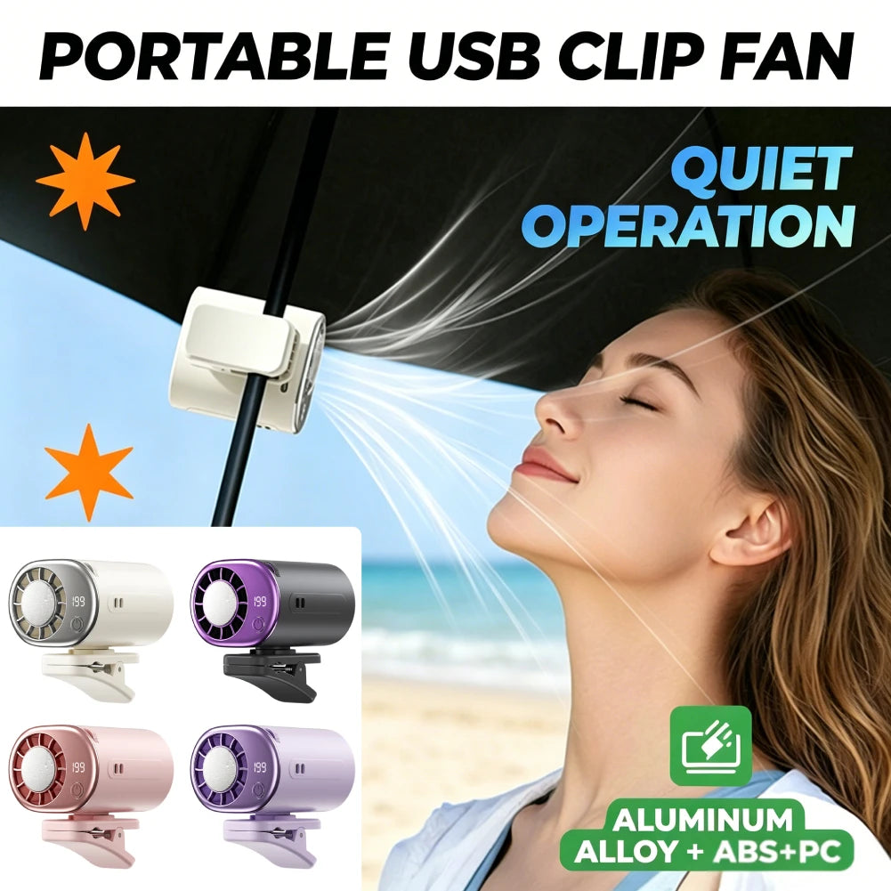 Car Clip Fan Mini Portable Outdoor Clip Umbrella Fan 199 Speed Waist Clip Electric fan 360° USB Rechargeable Desktop Cooling fan Peaceful Pleasures Health and Wellness