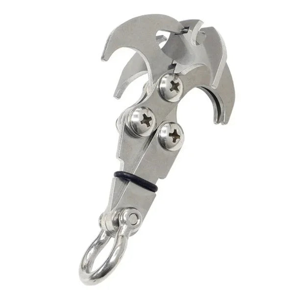 Folding Stainless Steel Gravity Hook | Camping Climbing Gear Folding Gravity Hook Peaceful Pleasures Health and Wellness Silver