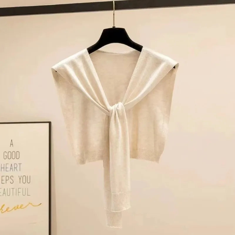 Women's Striped Knit Shrug Scarf | Warm Neck Cover & Shawl
