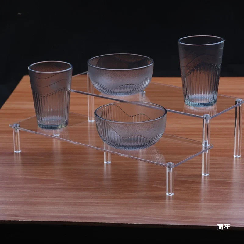 Acrylic Staircase Cup & Teapot Display Rack | Multi-Layer