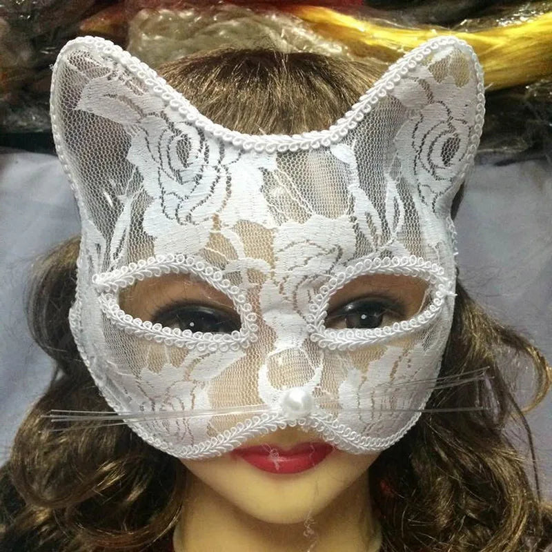 2-Pack Lace Cat Masks – Masquerade, Cosplay & Halloween