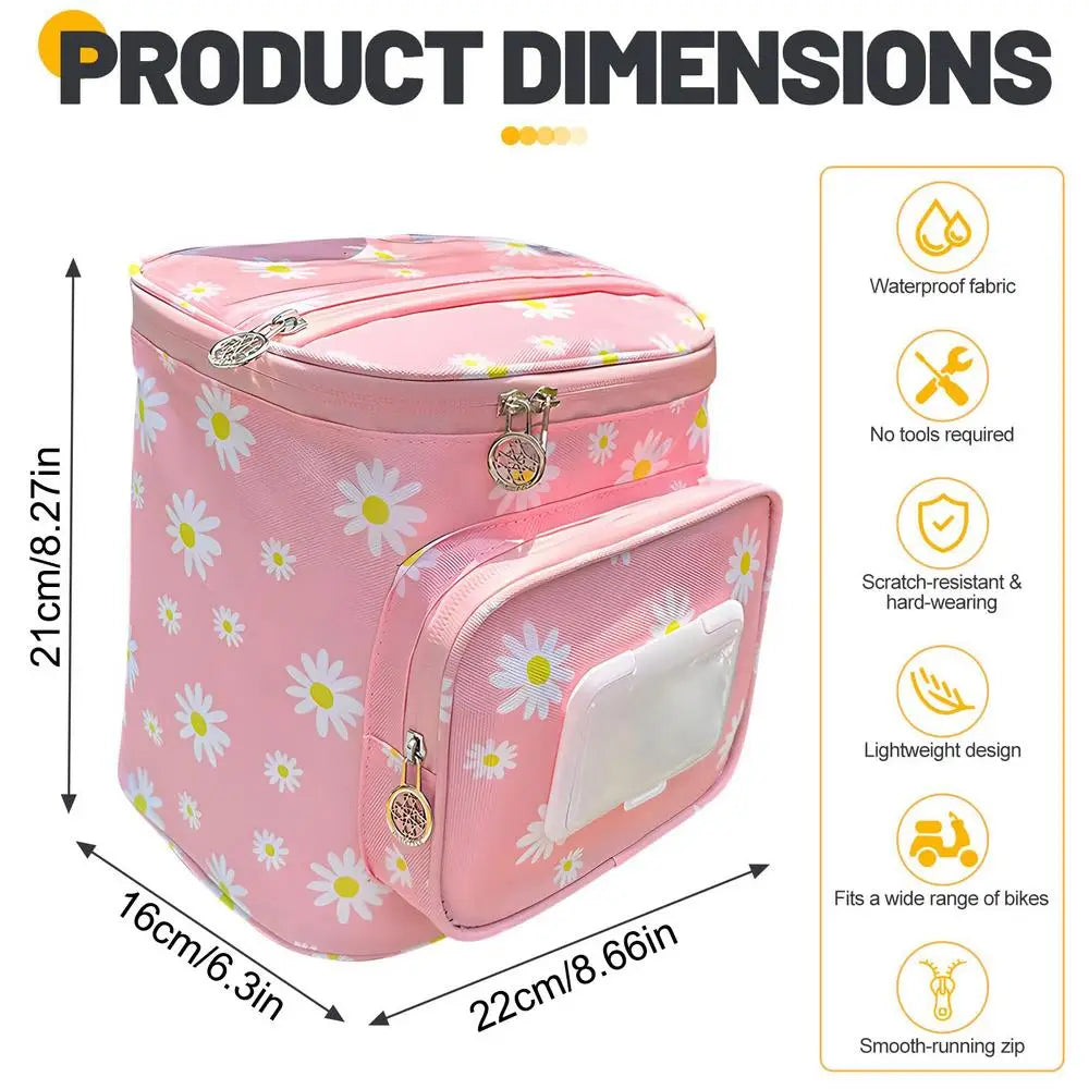 Waterproof Oxford Cloth Kids Bicycle Basket With Zipper For Scooters Tricycles Balance Bikes, Holds Beverages Keys Toys Peaceful Pleasures Health and Wellness 01