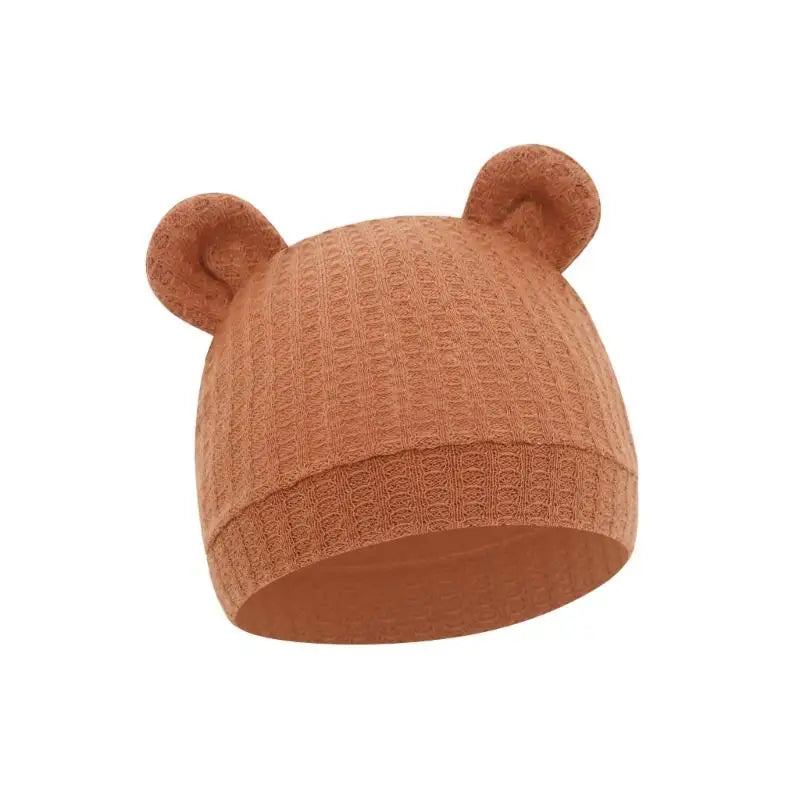 Bear Ear Newborn Baby Hat | Waffle Knit Stretchy Cap 0–24 Months