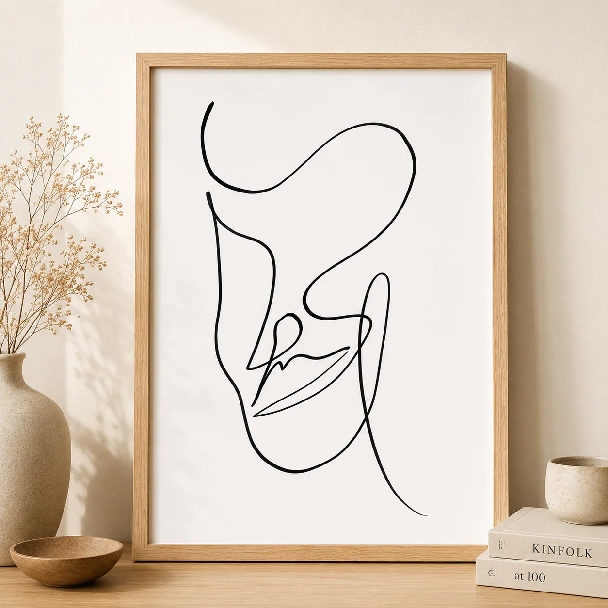 Abstract Wall Art Minimalist Line Art Face Sketch Canvas Painting Nordic Style Poster Prints for Bedroom Living Room Wall Decor Peaceful Pleasures Health and Wellness