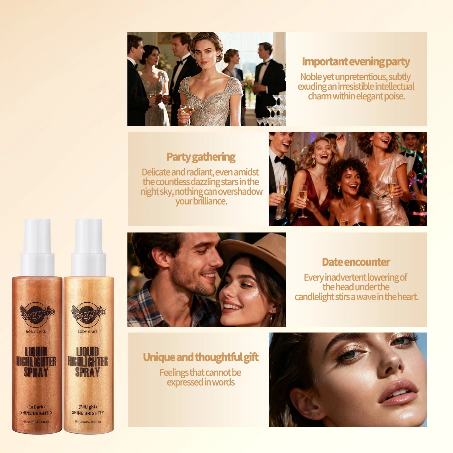 Liquid Highlighter Powder Spray for Body Shine Peaceful Pleasures Health and Wellness
