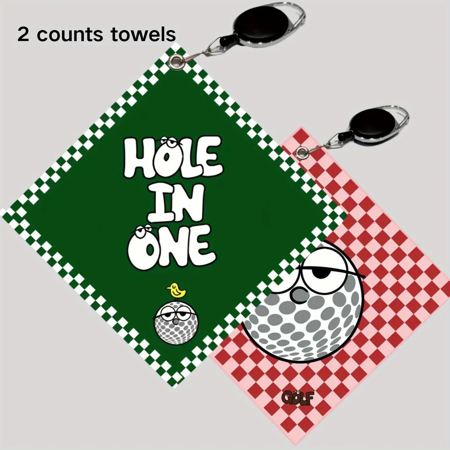 Double-Sided Golf Towels with Telescopic Hook – Set of 2
