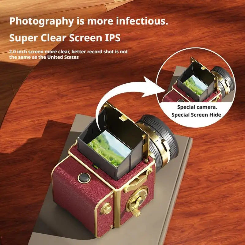 Retro 4K CCD Digital Camera – Dual-Lens Compact Vintage Style