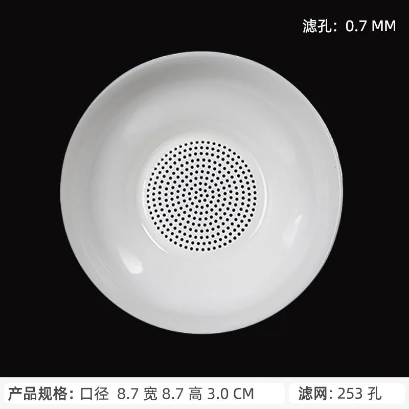 Mutton fat jade white porcelain all-in-one full ceramic hole tea drain ceramic tea set accessories tea filter tea maker Peaceful Pleasures Health and Wellness A