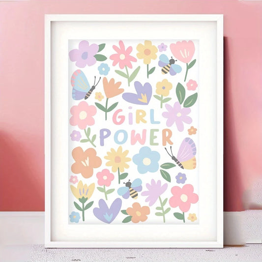 Modern Colorful Flower And Girl Power Quotes Wall Art Print Canvas Painting Poster Picture For Living Room,Bedroom Home Decor Peaceful Pleasures Health and Wellness G4933 30x40cm Wood Framed
