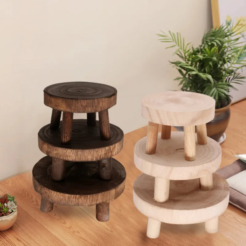Wooden Plant Stand Flower Pot Base Holder Stool Indoor Outdoor Garden