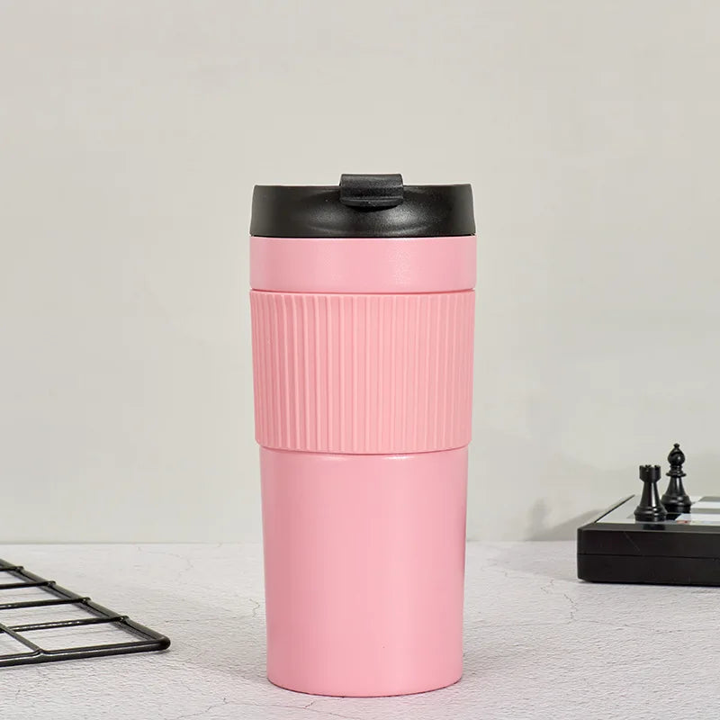 Portable French Press Bottle Stainless Steel Thermos Coffee Maker Cups for Travel Outdoor Aeropress Mug for Cold Brew Cafe Maker Peaceful Pleasures Health and Wellness Pink