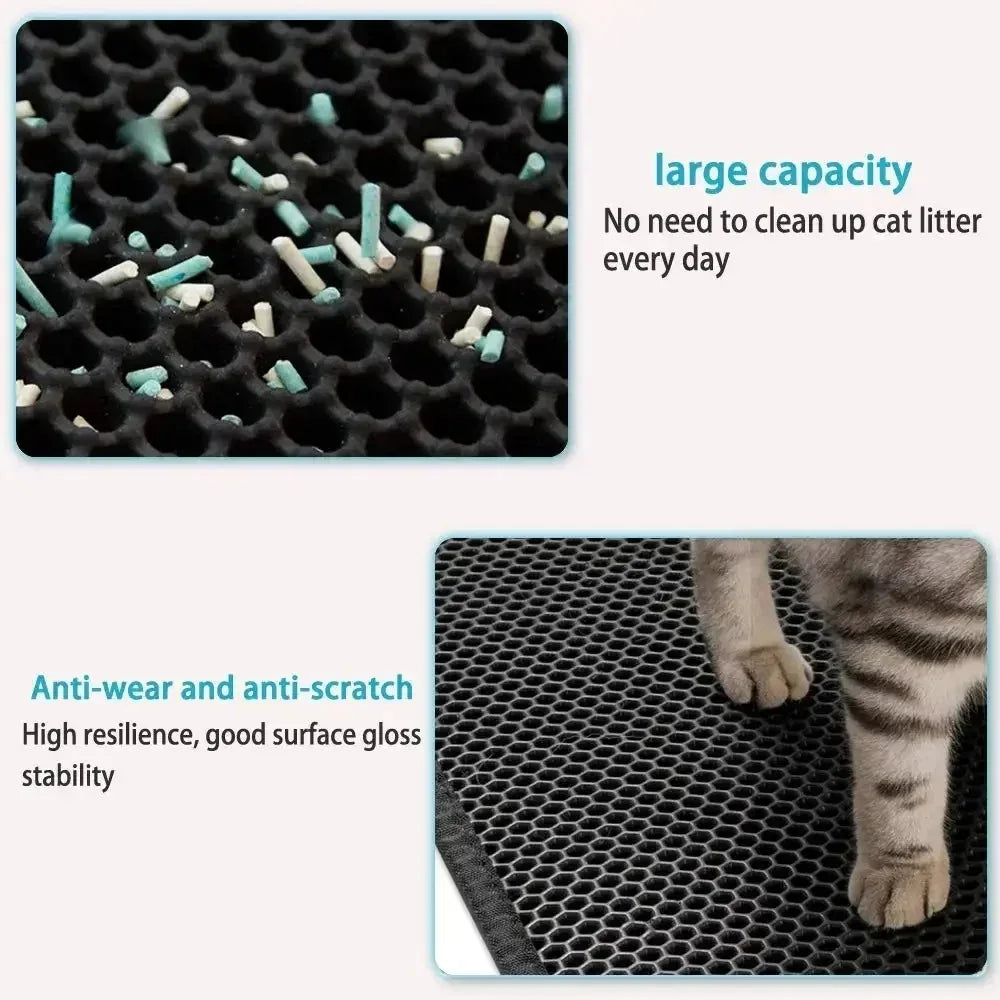 Cat Litter Mat Waterproof Double Layer Pet Litter Box Mat Pet Toilet Cat Mat Nonslip Sand Cat Washable Mat Pet Clean Peaceful Pleasures Health and Wellness