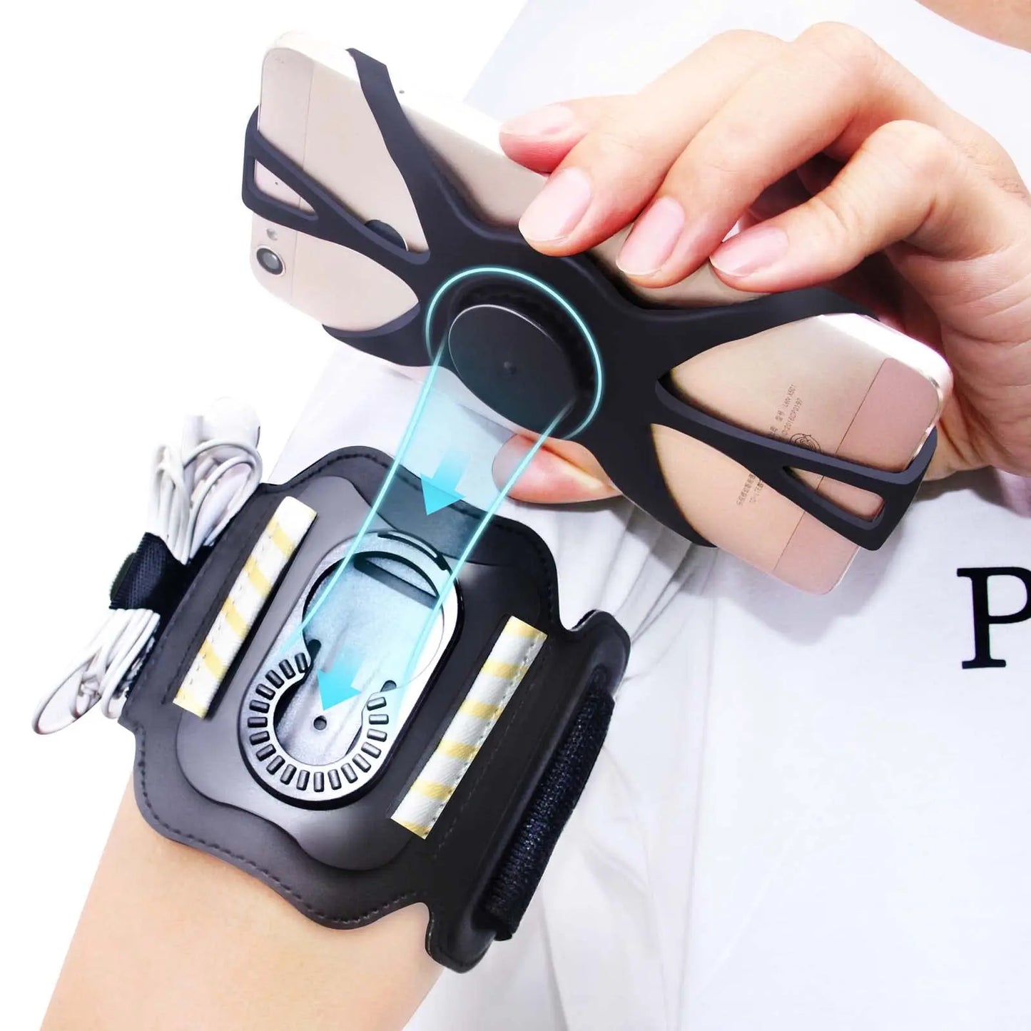 Running Armband Wristband Bracke 360 ° Rotatable Phone Holder Suitable For 4-7-inch Smartphones Card Pocket For Running Bicycles Peaceful Pleasures Health and Wellness Armband