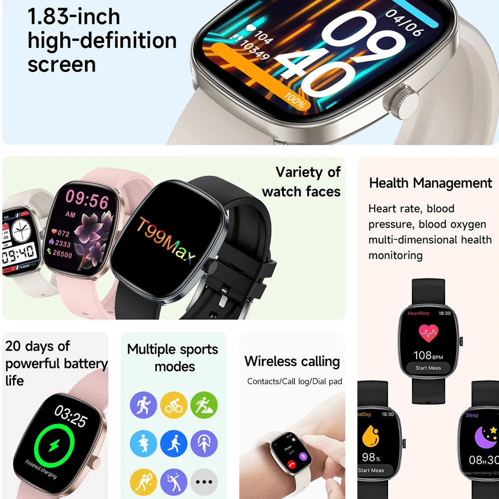 COTAUL 1.83" Smart Watch – Bluetooth Calls & Fitness Tracker