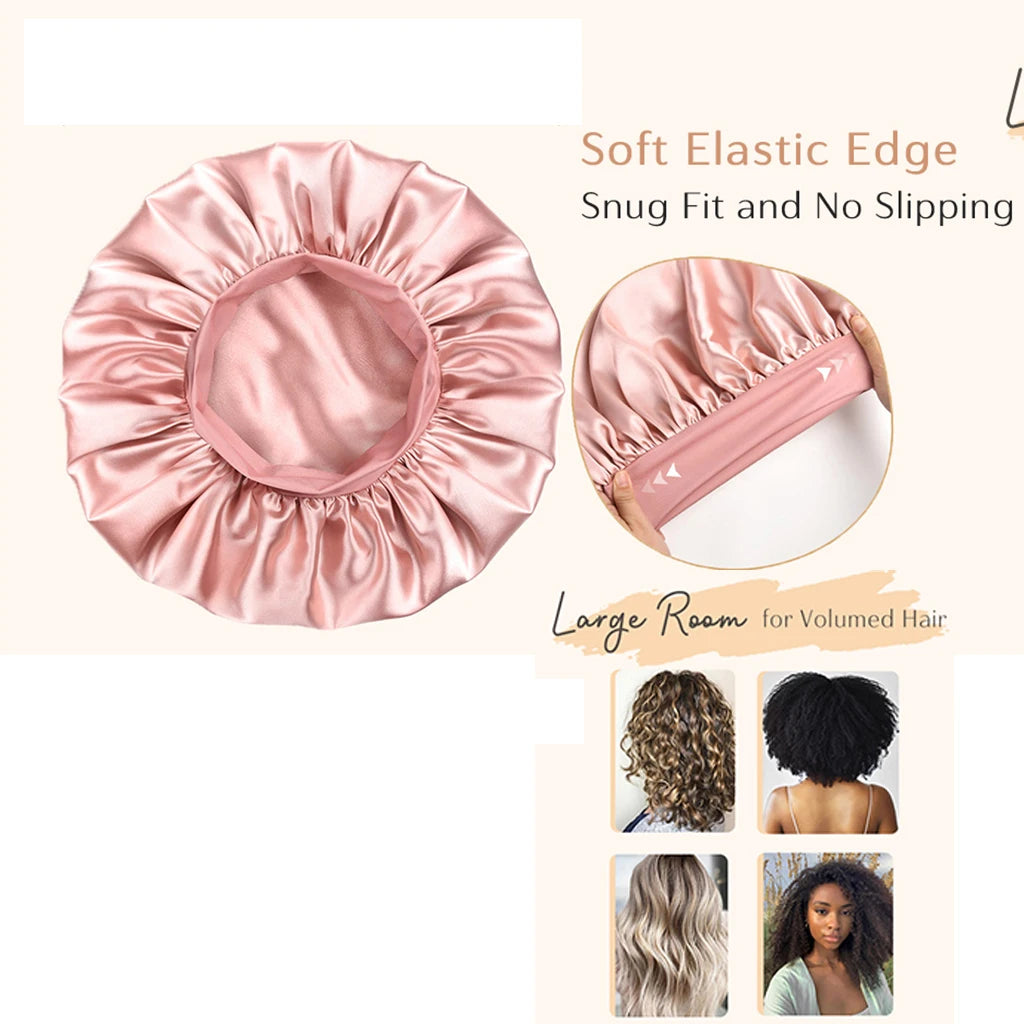 Double Layer Satin Sleep Bonnet for Curly Natural Hair Women