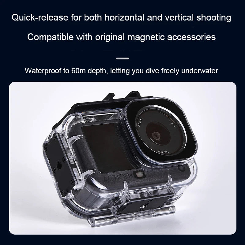 60M Camera Protective Shell Waterproof PC Sports Camera Cover Transparent Tempered Glass For DJI Osmo Action 6 Peaceful Pleasures Health and Wellness