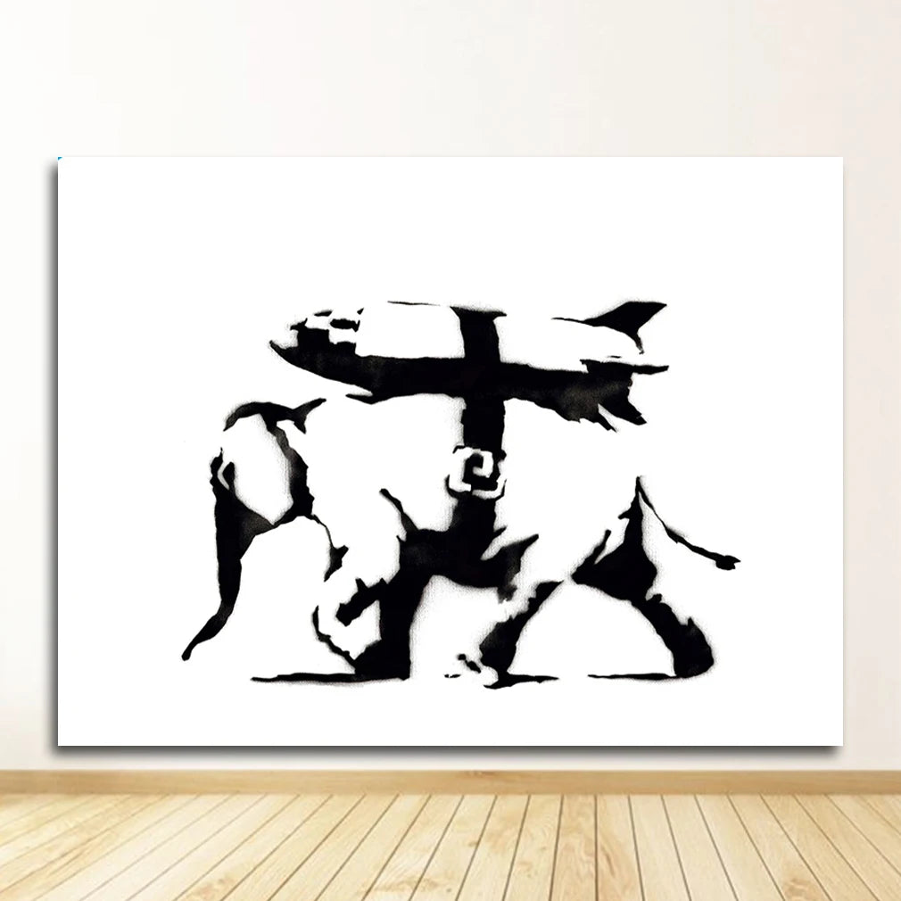 Banksy Abstract Canvas Wall Art Print | Nordic Living Room Decor