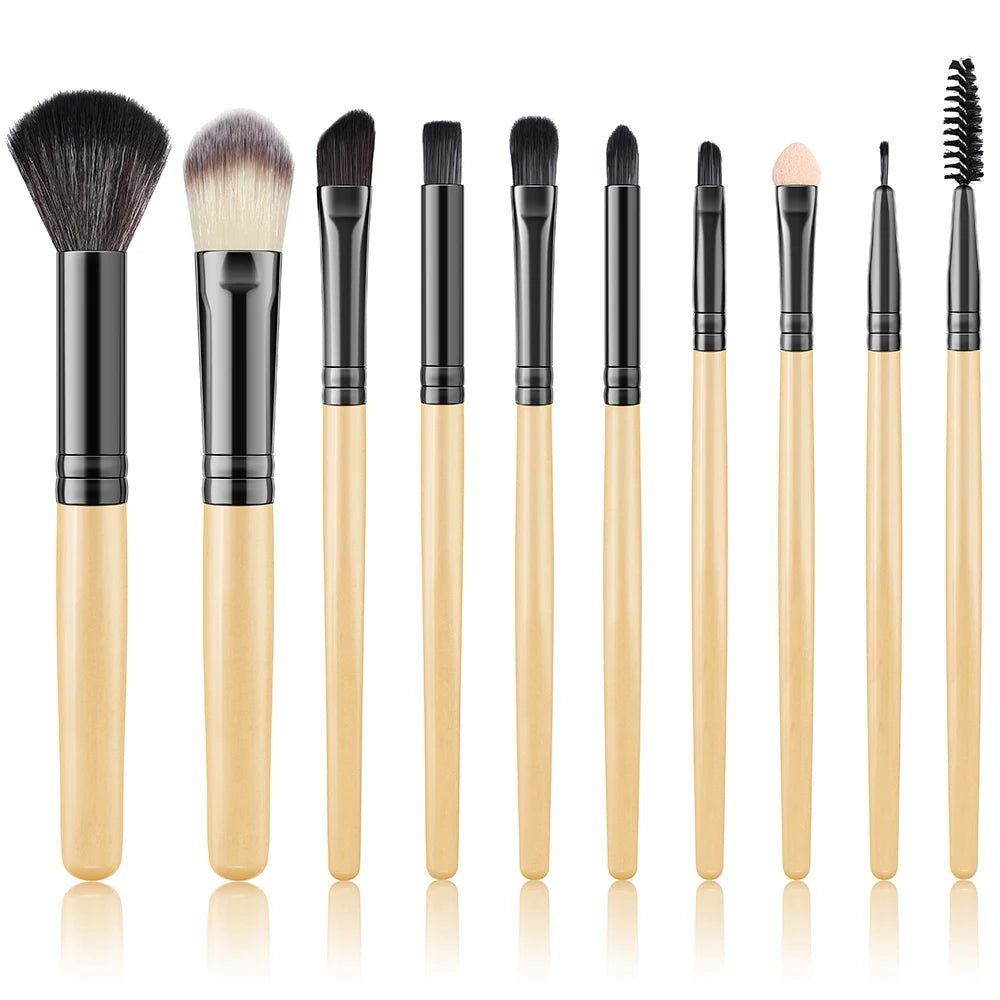 RUNTOIN 10-Piece Travel Makeup Brush Set – Soft & Fluffy Makeup Brush Set Peaceful Pleasures Health and Wellness LD2-10PCS-WD