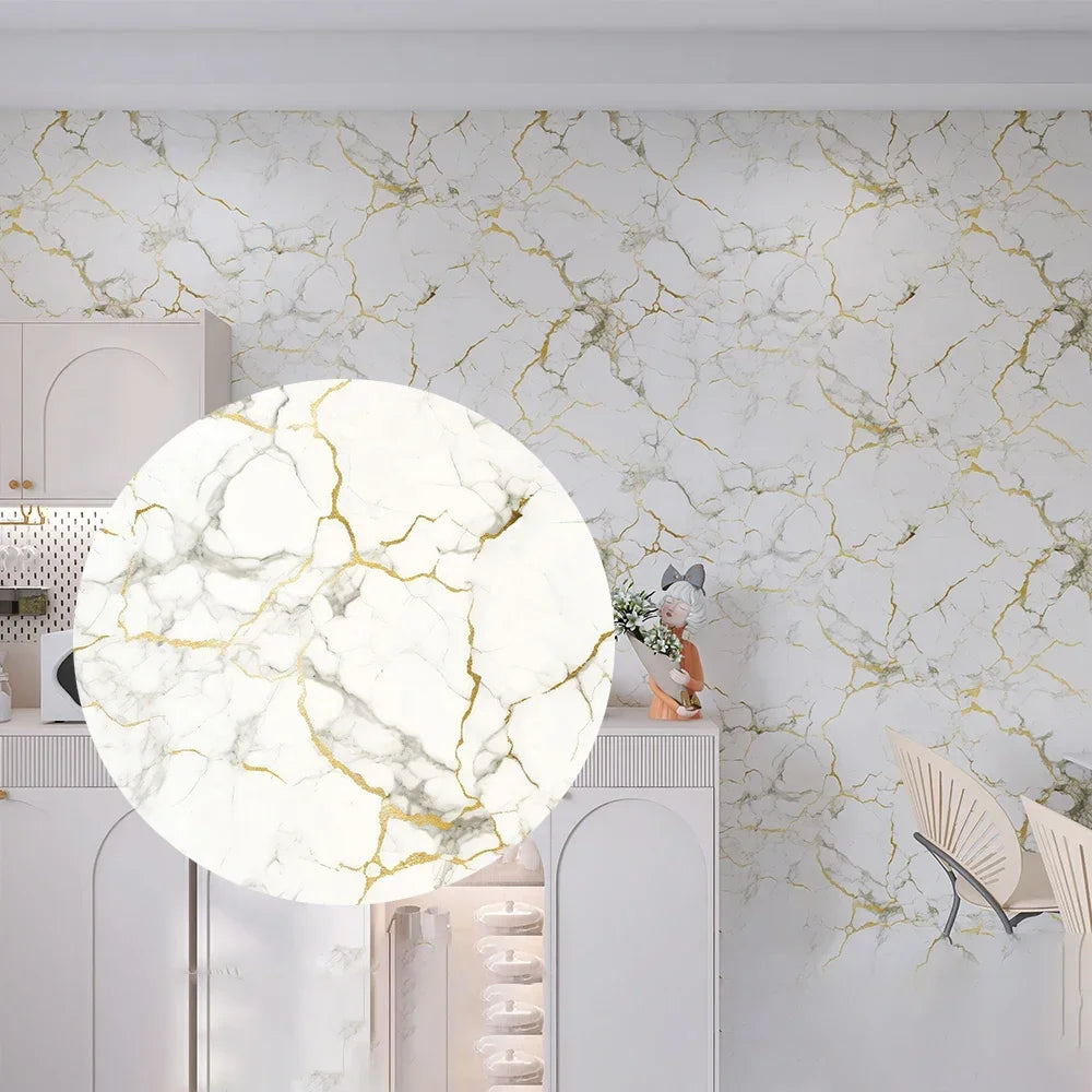 Marble PVC Self-Adhesive Wallpaper 40cm – Waterproof Kitchen Sticker