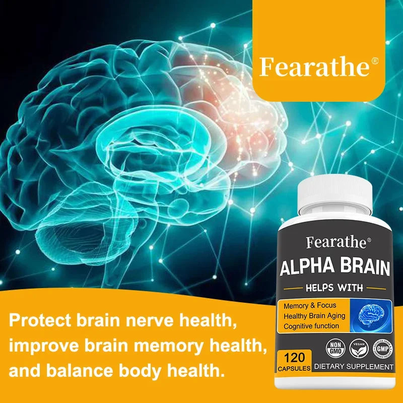 Alpha Brain Nootropics Brain Supplement for Men and Women - Memory, Mental Clarity & Cognition with Vitamin B6, Focus Capsules Peaceful Pleasures Health and Wellness