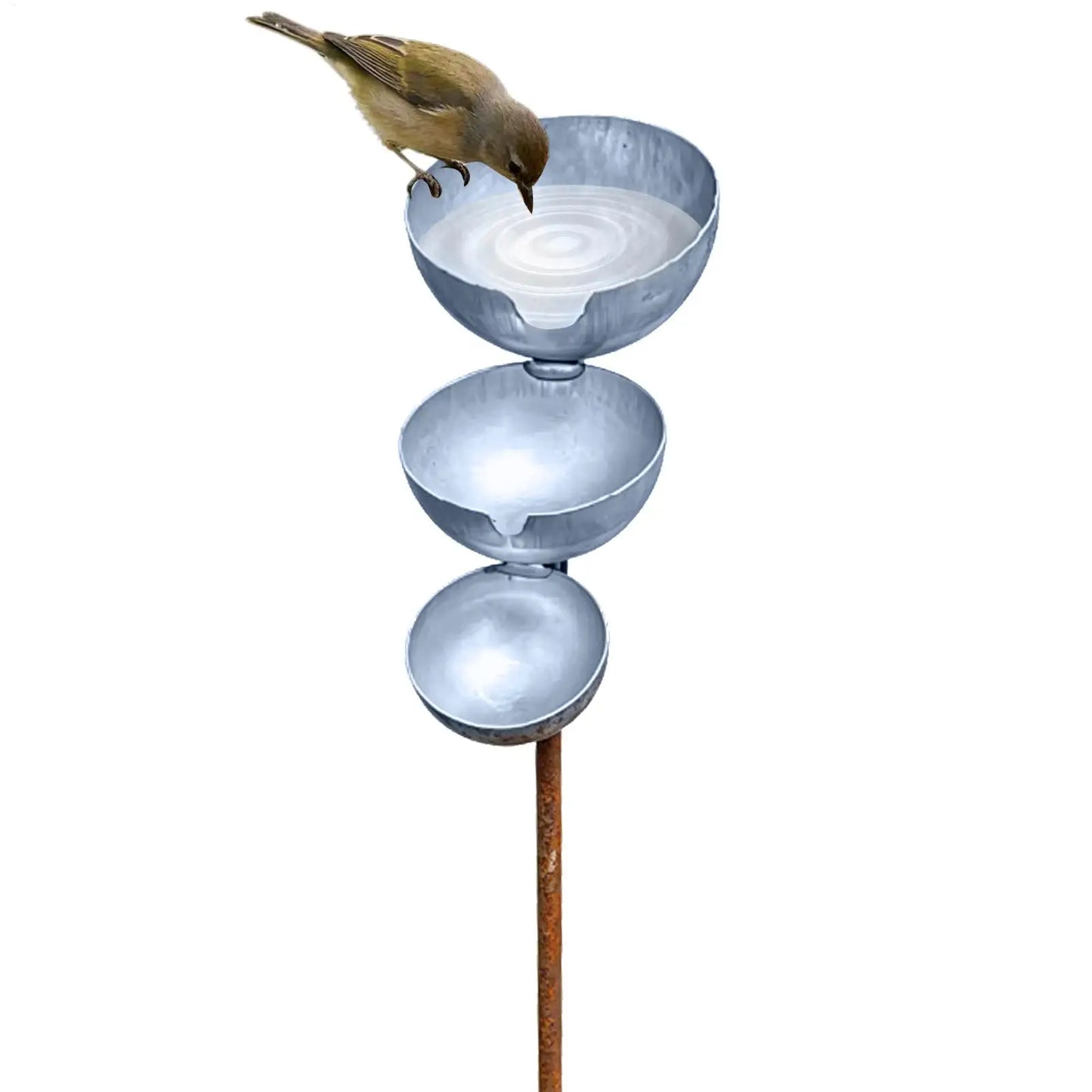 3-Tier Metal Bird Bath Garden Stake | Cascading Bee Waterer