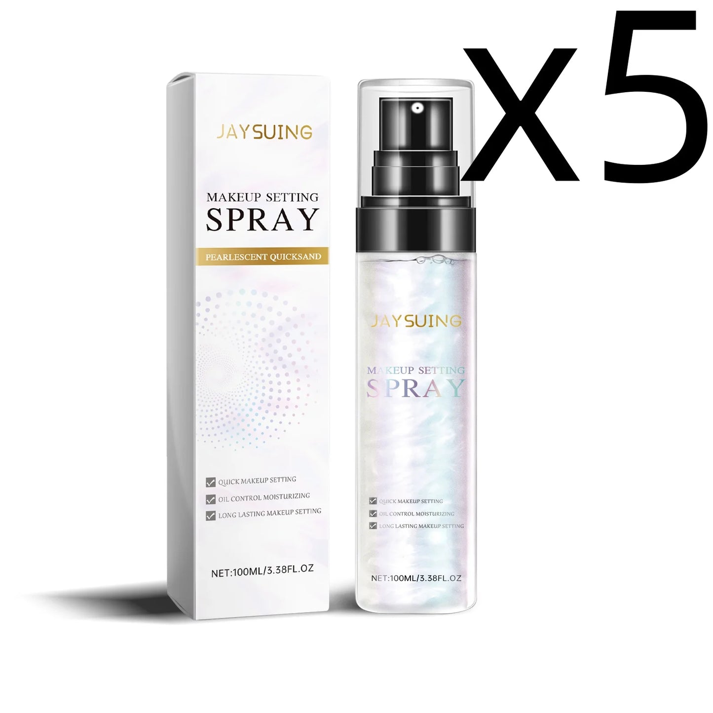 Jaysuing Makeup Setting Spray Lasting Makeup Hold Oil Control Quickly Drying Brighten Skin Tone Natural Lock Makeup Fixer Spray Peaceful Pleasures Health and Wellness 100ml Boxed X 5PCS