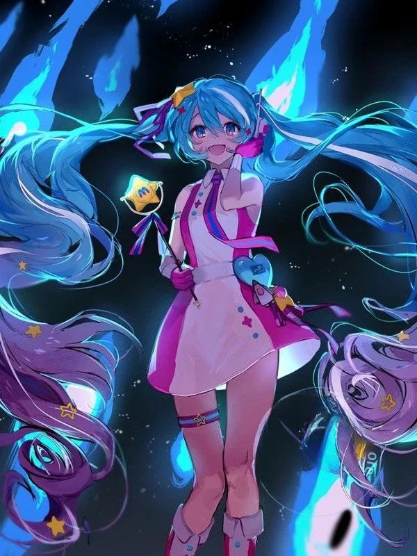 Amine H-Hatsunes-M-Miku Girls Poster Hatsune Miku art decoration Wall Art Sticker For Bar Living Room Decor Gift Peaceful Pleasures Health and Wellness
