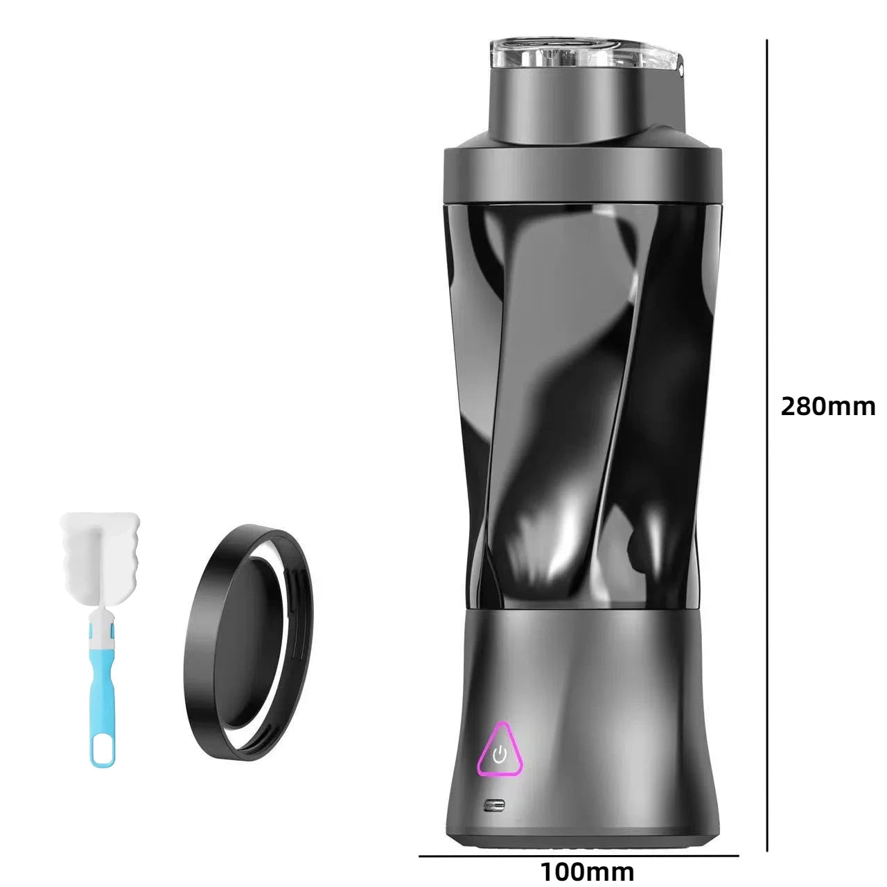 Electric Portable Juicer Fresh Fruit Mixer 700ML Multifunctional USB Rechargeable Shakes Smoothie Blender Outdoor Mixing Cup Peaceful Pleasures Health and Wellness black 700ml 11.1