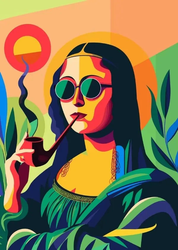 Watercolor Canvas Painting Graffiti Funny Posters Wall Art Picture Living Room Home Decor Gifts Interesting Mona Lisa Creative Peaceful Pleasures Health and Wellness T80360-07 40x60cm Unframed