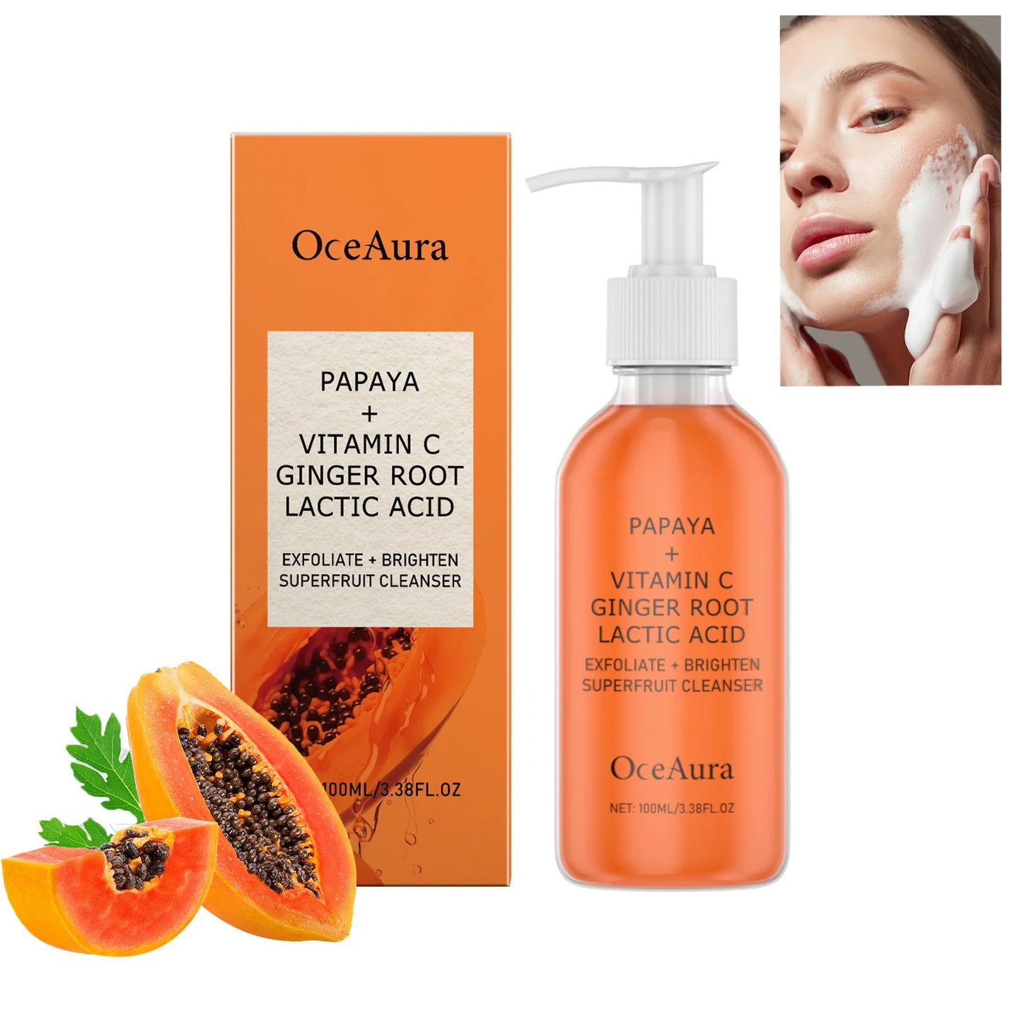 Papaya & Vitamin C Face Wash – Brightening Facial Cleanser