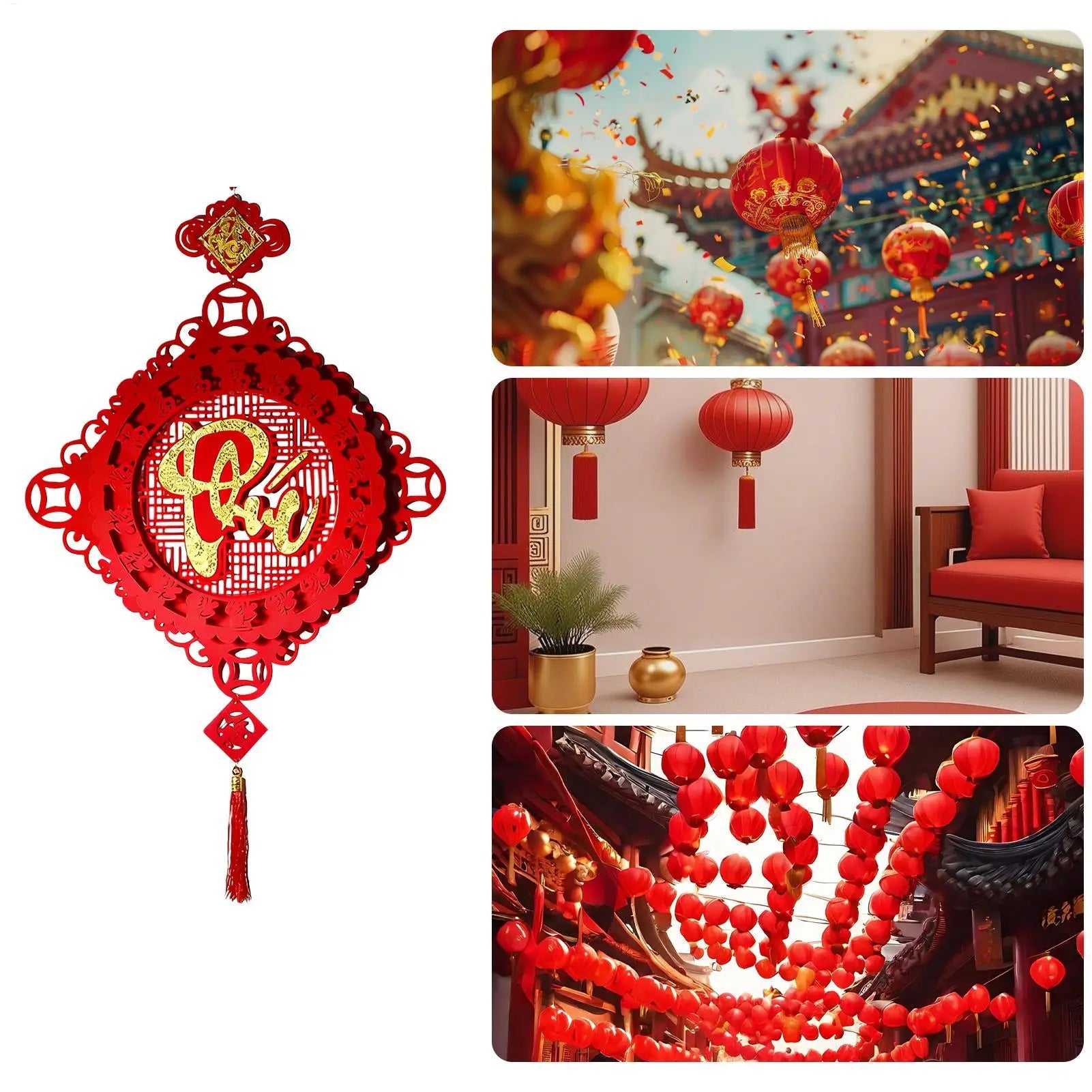 Chinese New Year Decorations Vietnamese Holiday Pendant 2026 Spring Festival Red And Gold Wall Decorations For Home Office Car Peaceful Pleasures Health and Wellness