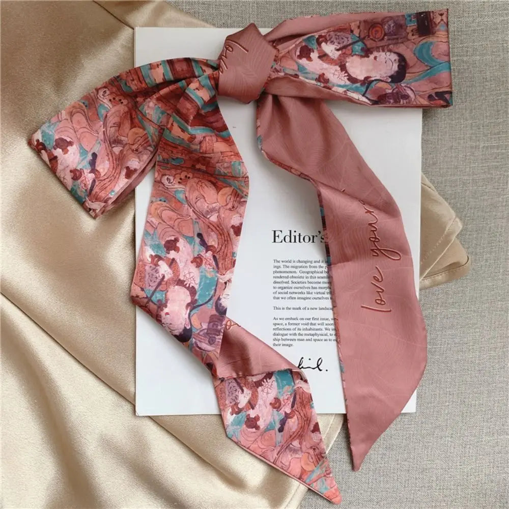 Chinese Floral Ribbon Scarf – Hair Band, Necktie & Bag Accent