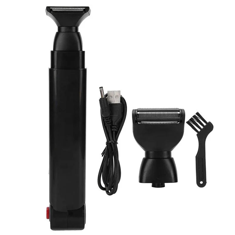 Foldable telescopic ceramic back electric shaving kit for men, body hair trimmer, with USB charging and waterproof function Peaceful Pleasures Health and Wellness black
