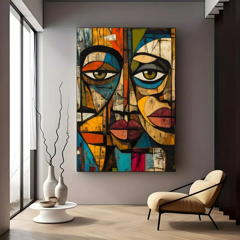 Scandinavian Abstract Cubist Canvas Wall Art – HD Poster Print Canvas Wall Art Print Peaceful Pleasures Health and Wellness