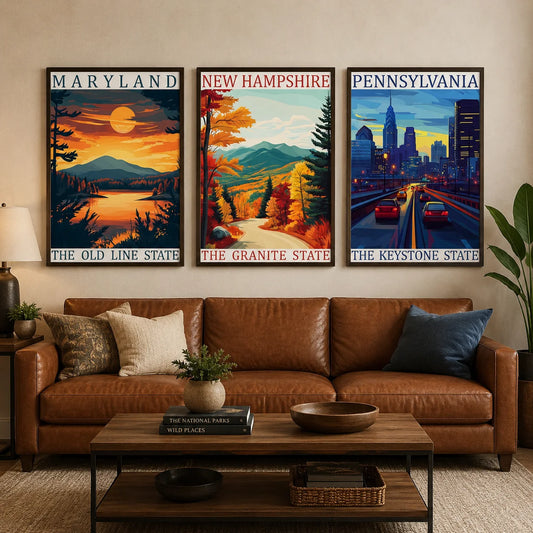 Western Landscape Canvas Wall Art | Vintage Poster Print Décor Canvas Wall Art Peaceful Pleasures Health and Wellness